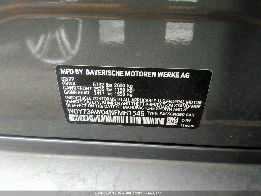 2022 BMW I4 EDRIVE40 - WBY73AW04NFM61546