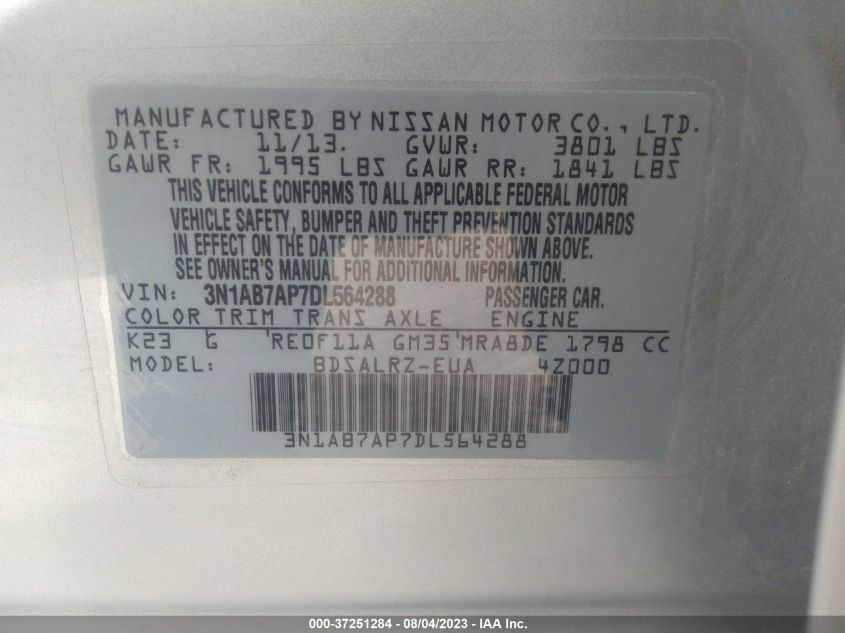 2013 NISSAN SENTRA SR - 3N1AB7AP7DL564288