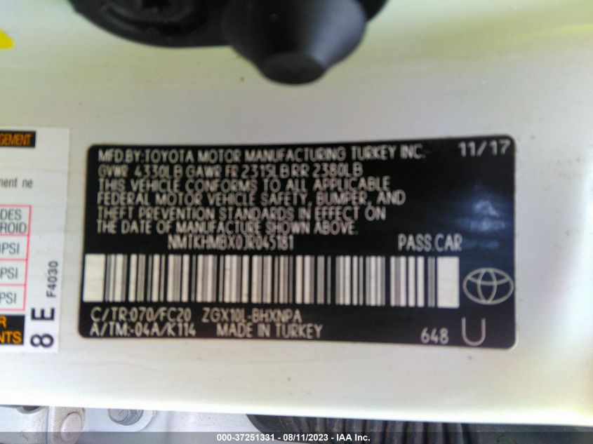 2018 TOYOTA C-HR XLE - NMTKHMBX0JR045181