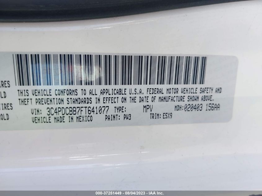 2015 DODGE JOURNEY SXT - 3C4PDCBB7FT641077
