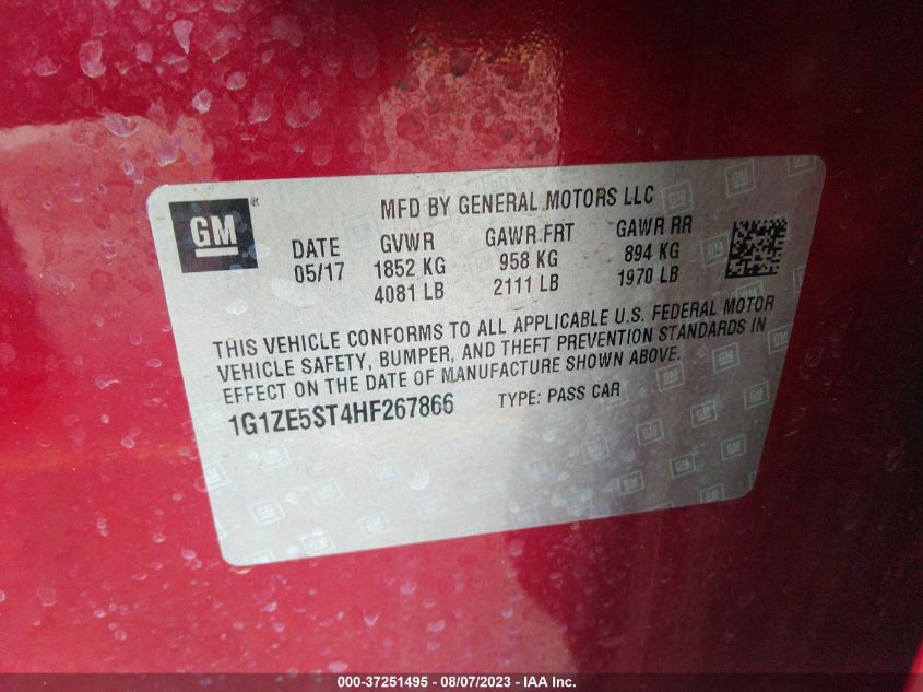 2017 CHEVROLET MALIBU LT - 1G1ZE5ST4HF267866