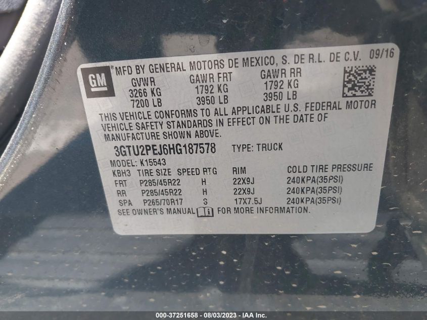 2017 GMC SIERRA 1500 DENALI - 3GTU2PEJ6HG187578