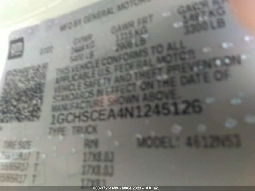 2022 CHEVROLET COLORADO 2WD LT - 1GCHSCEA4N1245126