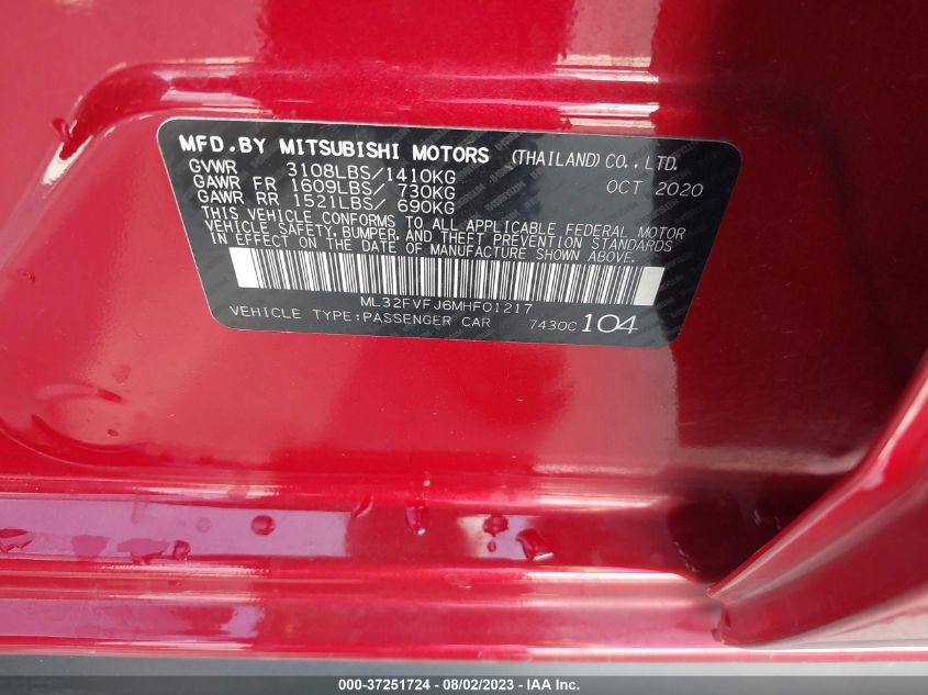2021 MITSUBISHI MIRAGE G4 SE - ML32FVFJ6MHF01217