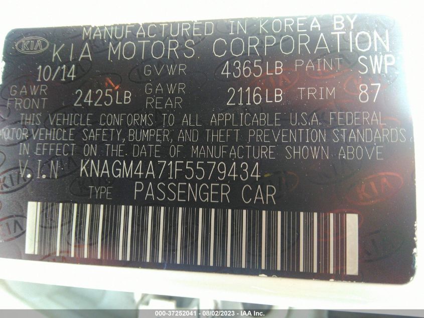 2015 KIA OPTIMA LX - KNAGM4A71F5579434