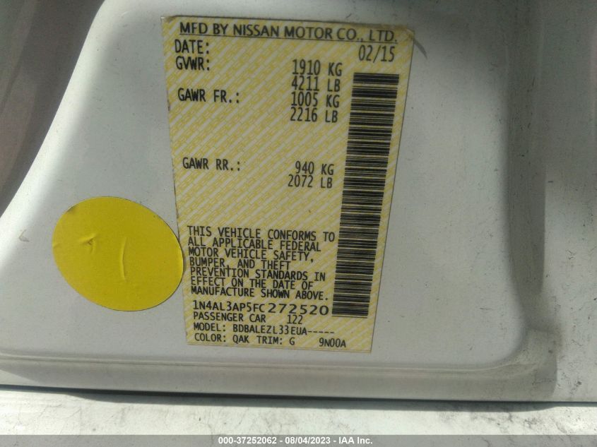 2015 NISSAN ALTIMA 2.5 - 1N4AL3AP5FC272520