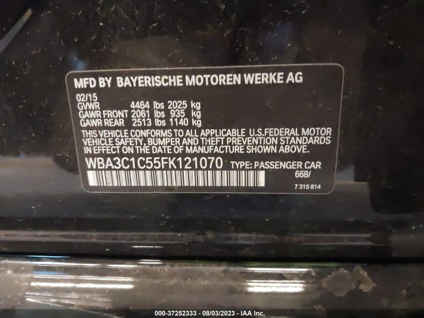 2015 BMW 3 SERIES 328I - WBA3C1C55FK121070