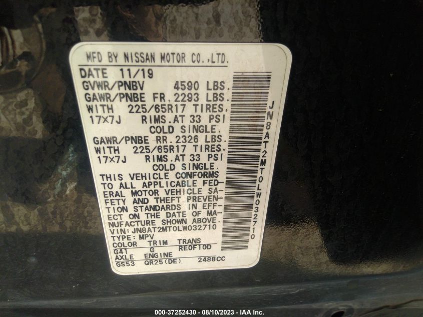 2020 NISSAN ROGUE S - JN8AT2MT0LW032710