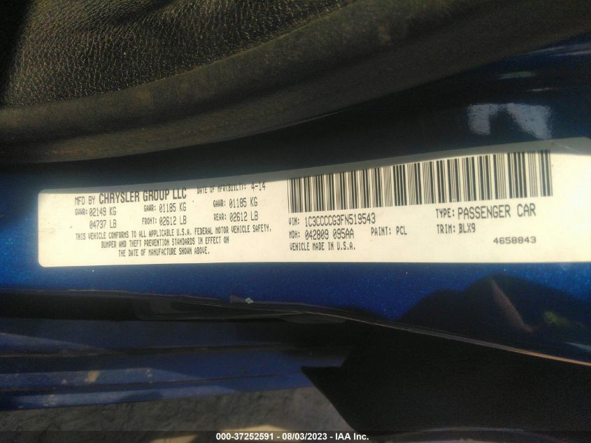 2015 CHRYSLER 200 C - 1C3CCCCG3FN519543
