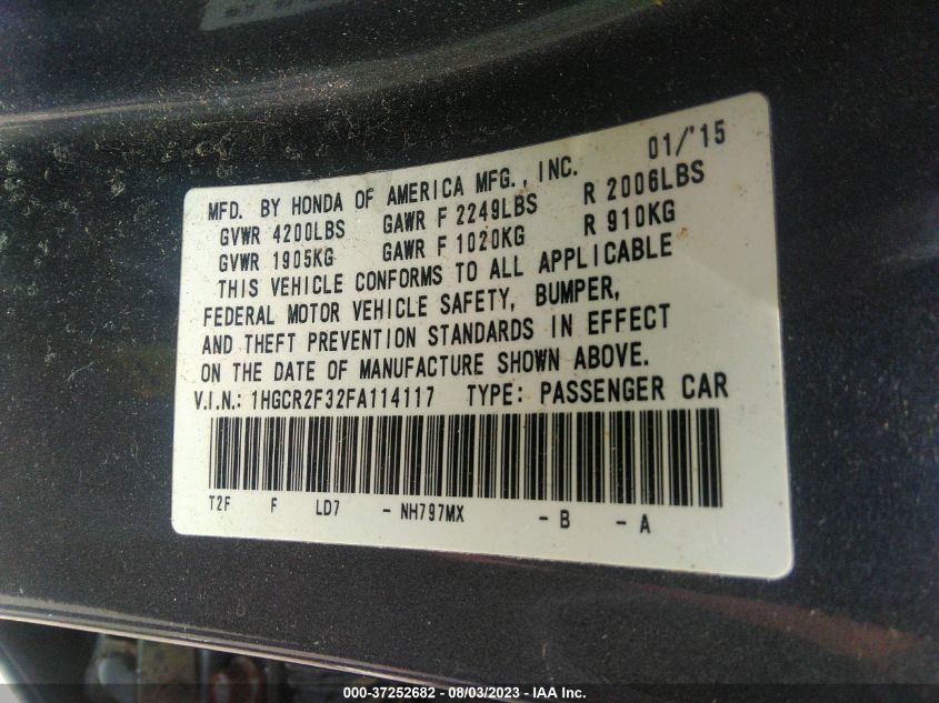 2015 HONDA ACCORD SEDAN LX - 1HGCR2F32FA114117