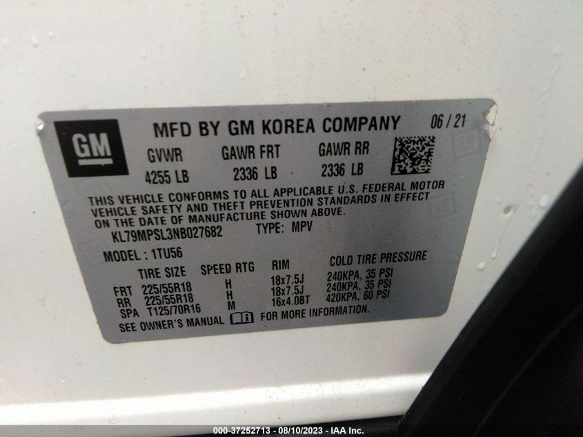 2022 CHEVROLET TRAILBLAZER LT - KL79MPSL3NB027682