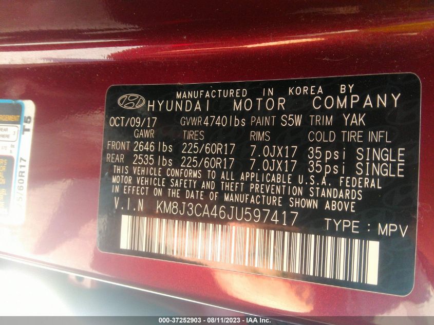 2018 HYUNDAI TUCSON SEL - KM8J3CA46JU597417