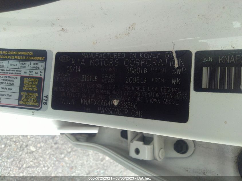 2015 KIA FORTE LX - KNAFX4A64F5338560
