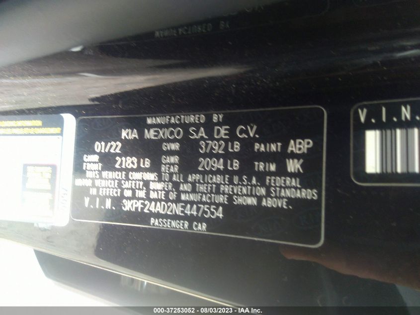 2022 KIA FORTE FE - 3KPF24AD2NE447554