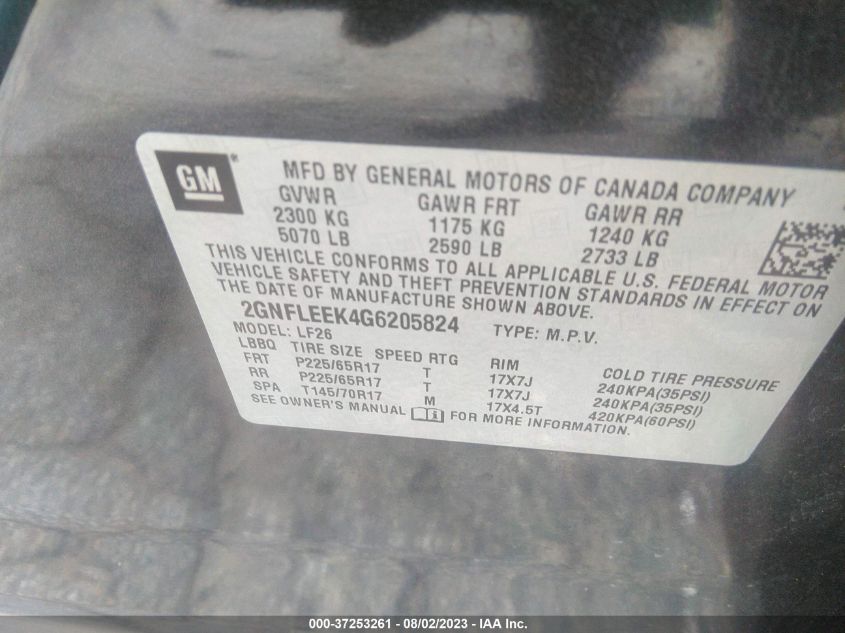 2016 CHEVROLET EQUINOX LS - 2GNFLEEK4G6205824