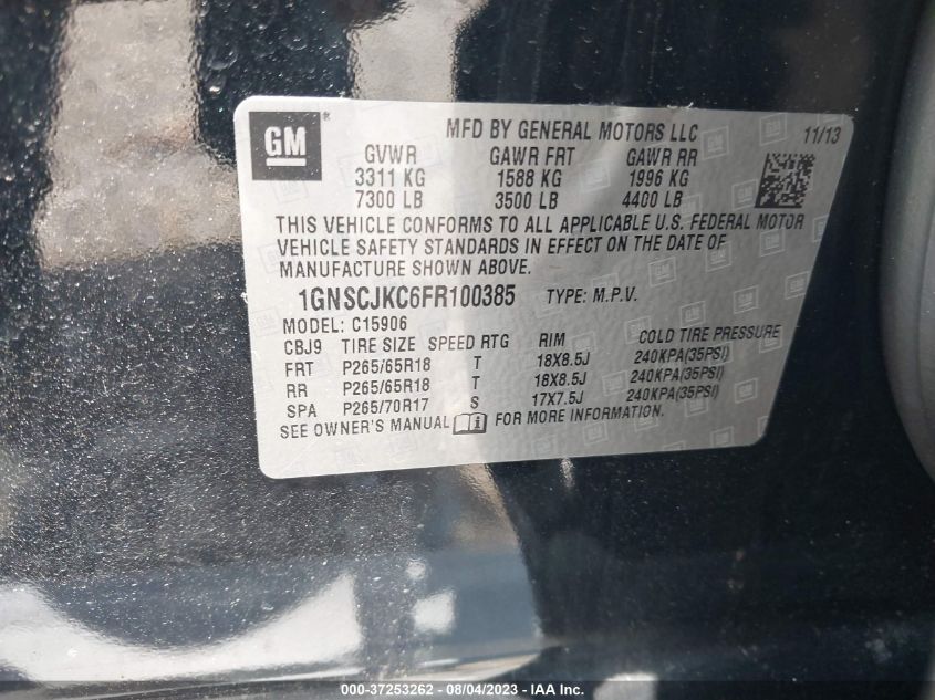 2015 CHEVROLET SUBURBAN LT - 1GNSCJKC6FR100385