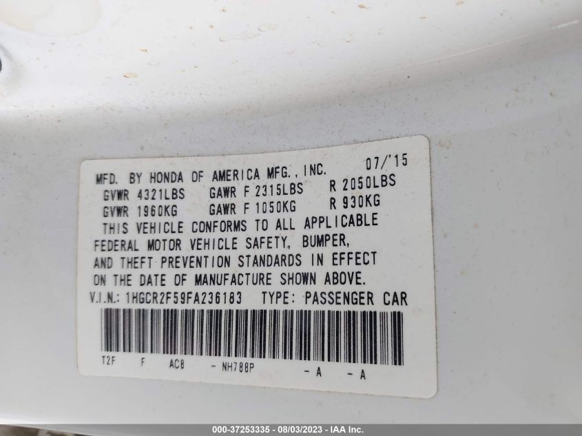 2015 HONDA ACCORD SEDAN SPORT - 1HGCR2F59FA236183