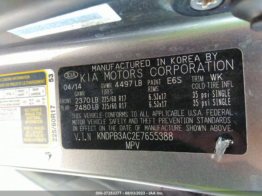 2014 KIA SPORTAGE LX - KNDPB3AC2E7655388