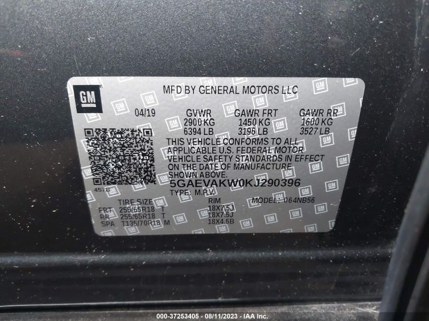 2019 BUICK ENCLAVE ESSENCE - 5GAEVAKW0KJ290396