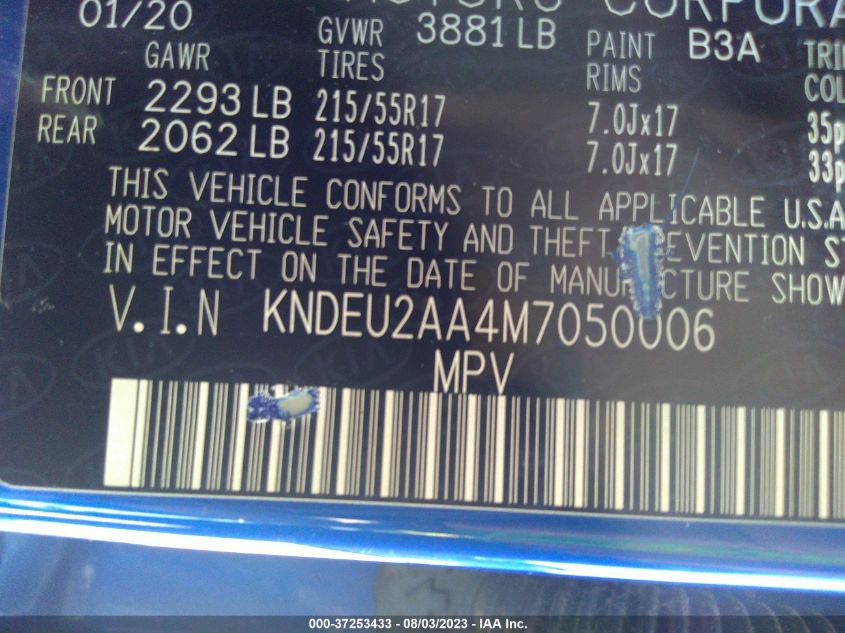 2021 KIA SELTOS S - KNDEU2AA4M7050006