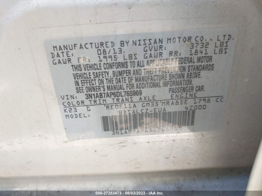 2013 NISSAN SENTRA S - 3N1AB7AP6DL765969
