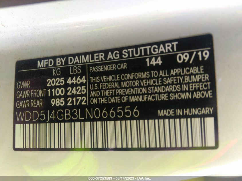 2020 MERCEDES-BENZ CLA CLA 250 - WDD5J4GB3LN066556