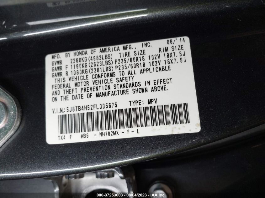 2015 ACURA RDX TECH PKG - 5J8TB4H52FL005675