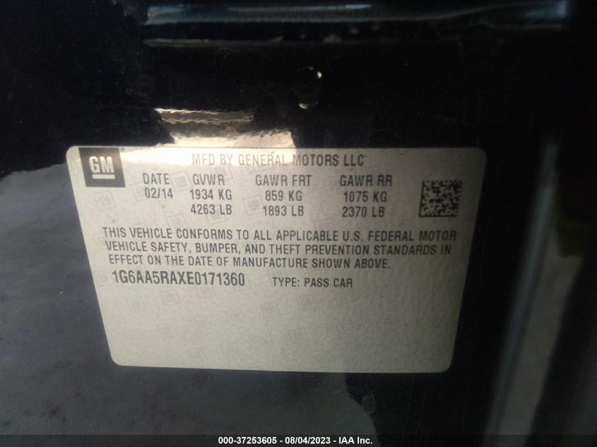 2014 CADILLAC ATS STANDARD RWD - 1G6AA5RAXE0171360