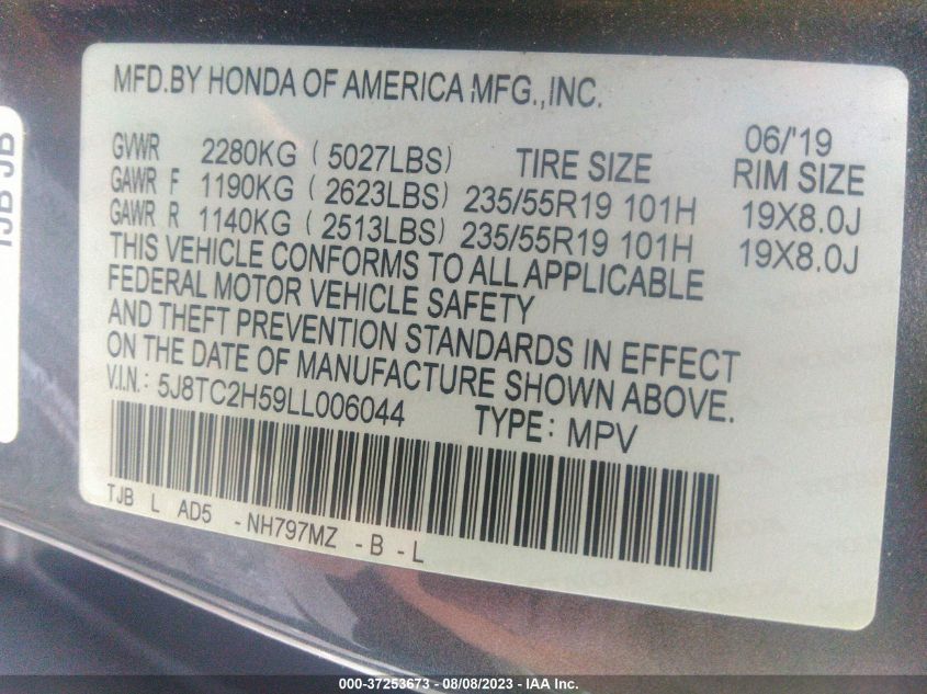2020 ACURA RDX W/TECHNOLOGY PKG - 5J8TC2H59LL006044