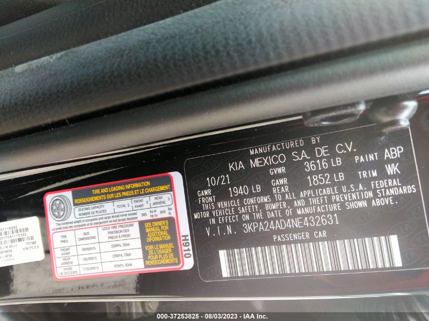 2022 KIA RIO S - 3KPA24AD4NE432631