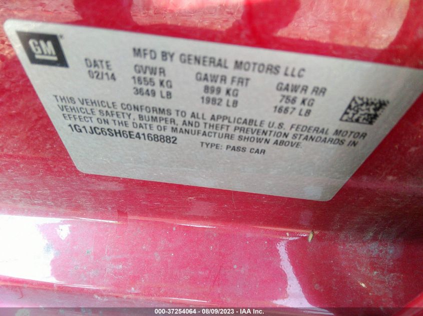 2014 CHEVROLET SONIC LT - 1G1JC6SH6E4168882