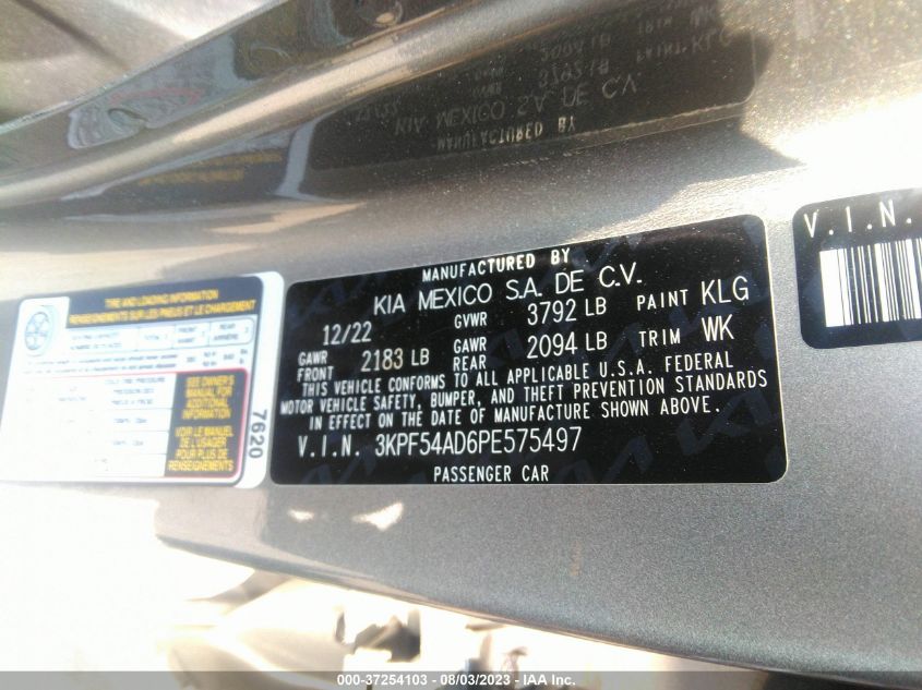2023 KIA FORTE GT-LINE - 3KPF54AD6PE575497