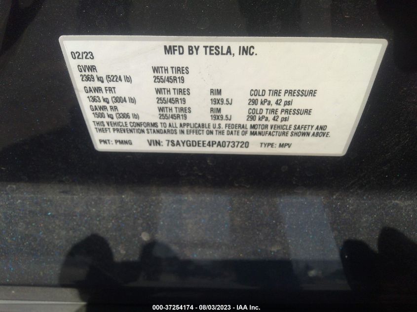 2023 TESLA MODEL Y LONG RANGE - 7SAYGDEE4PA073720