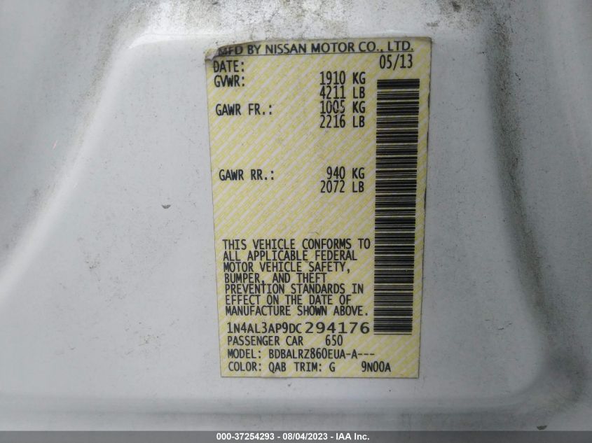 2013 NISSAN ALTIMA 2.5 S - 1N4AL3AP9DC294176