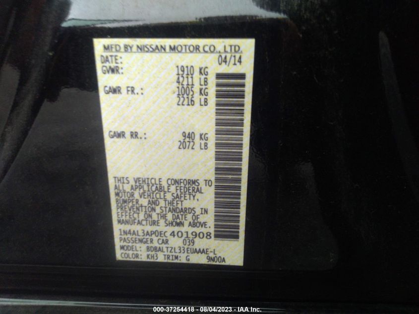 2014 NISSAN ALTIMA 2.5 SV - 1N4AL3AP0EC401908