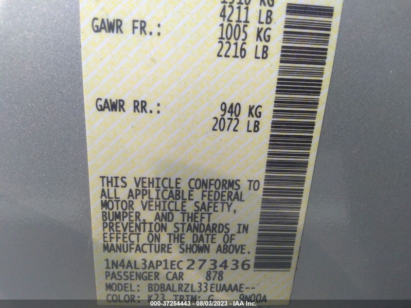 2014 NISSAN ALTIMA 2.5 S - 1N4AL3AP1EC273436