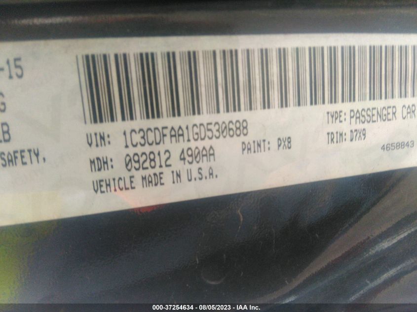 2016 DODGE DART SE - 1C3CDFAA1GD530688