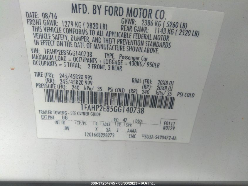 2016 FORD TAURUS SEL - 1FAHP2E85GG140738
