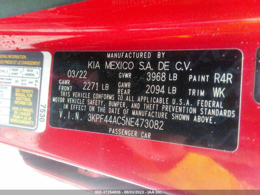 2022 KIA FORTE GT - 3KPF44AC5NE473082