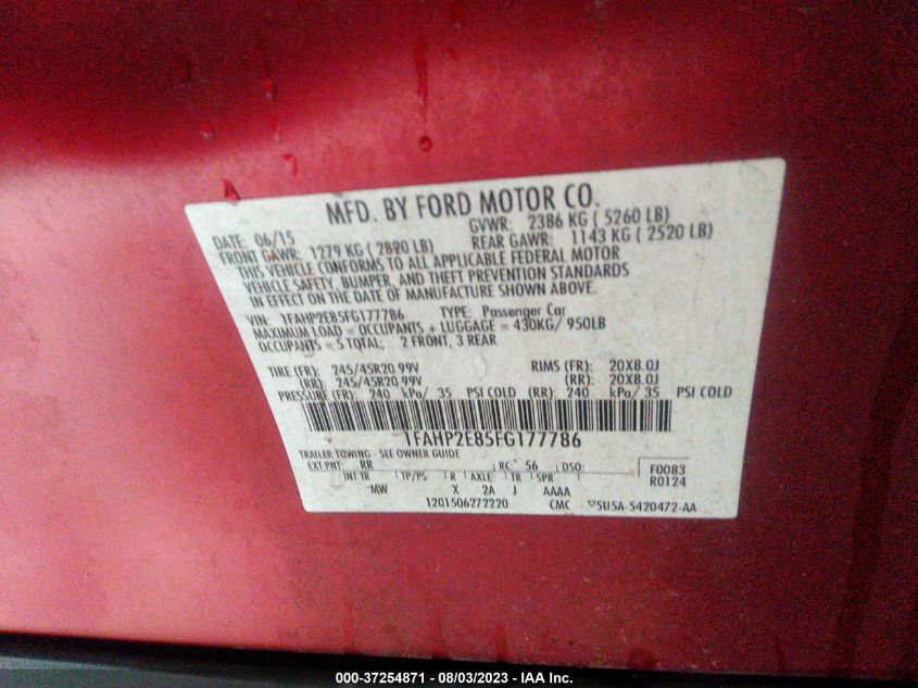 2015 FORD TAURUS SEL - 1FAHP2E85FG177786