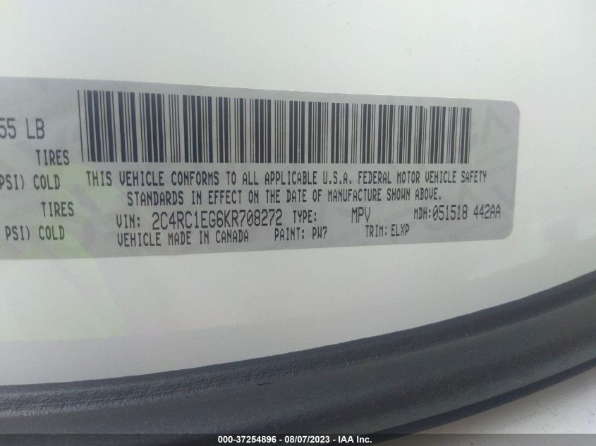 2019 CHRYSLER PACIFICA TOURING L PLUS - 2C4RC1EG6KR708272