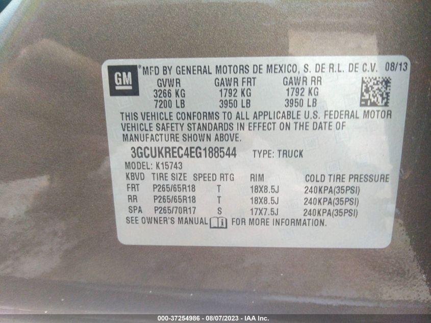 2014 CHEVROLET SILVERADO 1500 LT - 3GCUKREC4EG188544