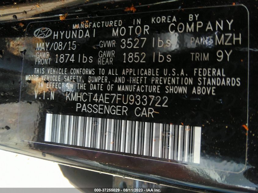 2015 HYUNDAI ACCENT GLS - KMHCT4AE7FU933722
