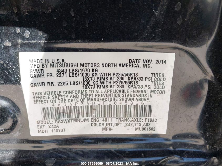 2015 MITSUBISHI OUTLANDER SPORT ES - 4A4AP3AU6FE015836