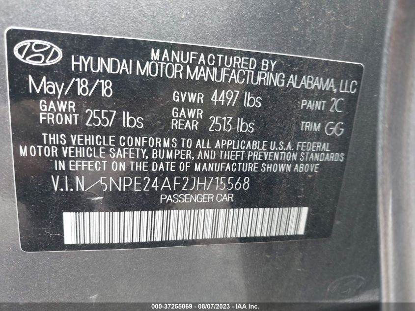 2018 HYUNDAI SONATA SE - 5NPE24AF2JH715568