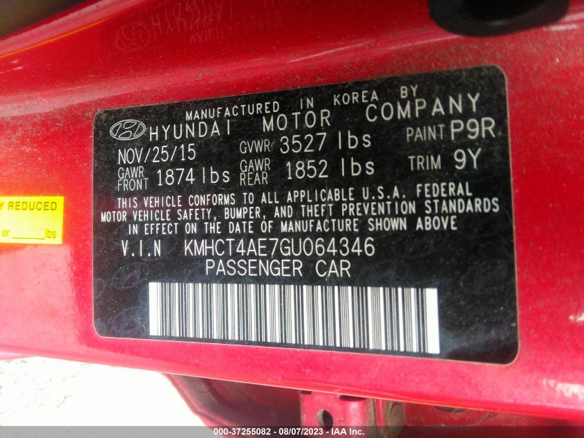 2016 HYUNDAI ACCENT SE - KMHCT4AE7GU064346