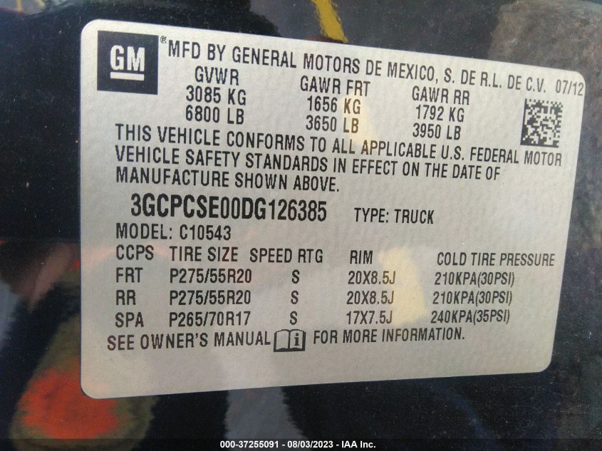 2013 CHEVROLET SILVERADO 1500 LT - 3GCPCSE00DG126385