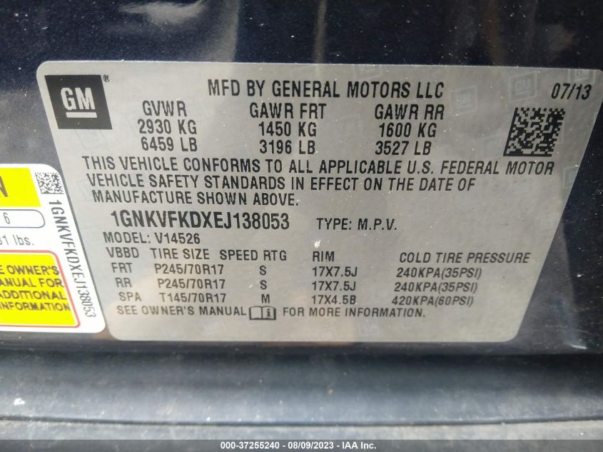2014 CHEVROLET TRAVERSE LS - 1GNKVFKDXEJ138053