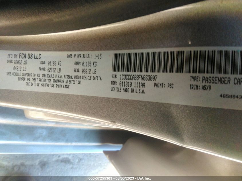 2015 CHRYSLER 200 LIMITED - 1C3CCCAB8FN663807