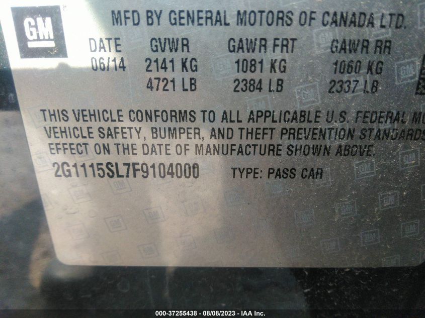 2015 CHEVROLET IMPALA LT - 2G1115SL7F9104000